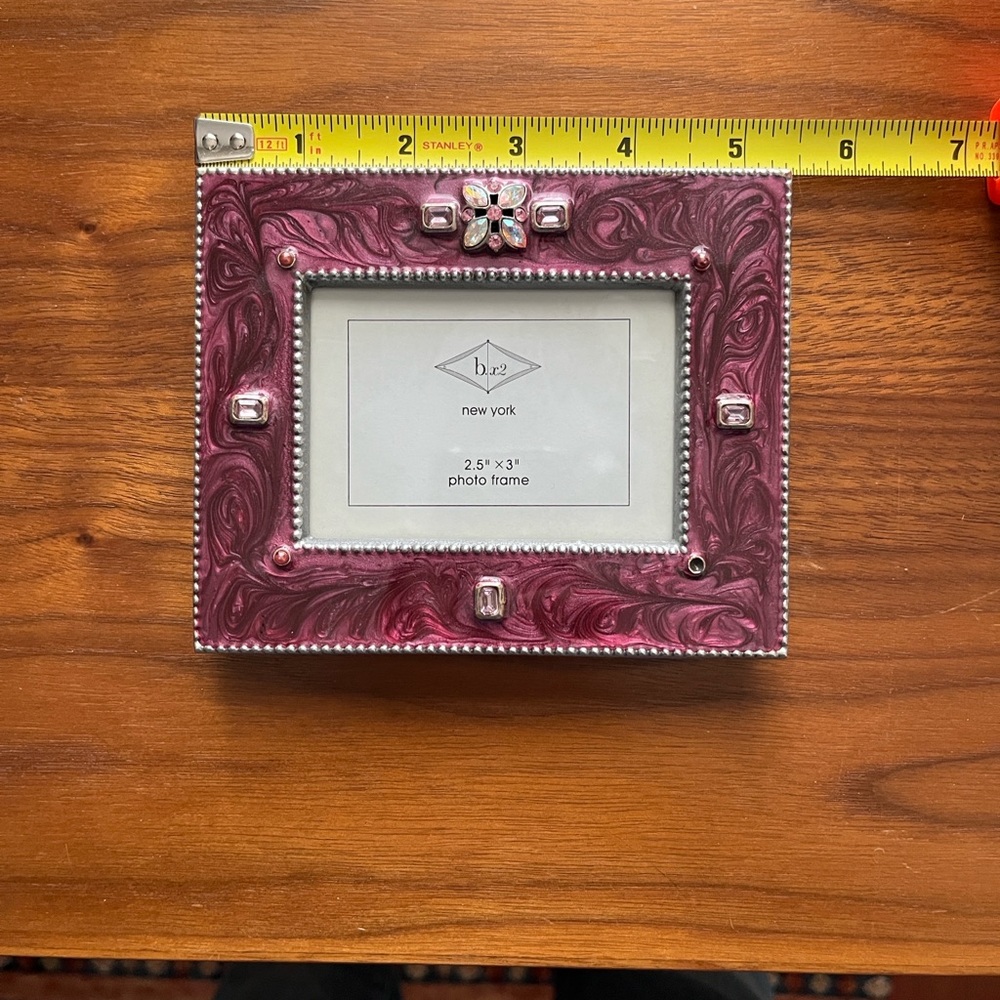 b.x2 New York Pewter, Enamel, & Swarovski Crystal Picture Frame - Picture 3 of 8
